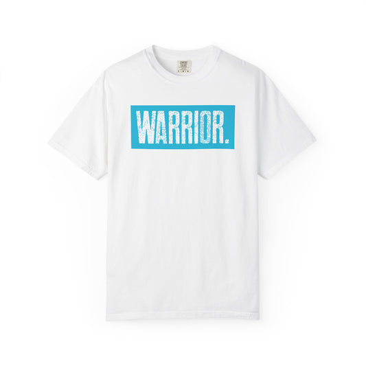 Warrior Graphic T-Shirt — Bold Blue Box Logo Tee
