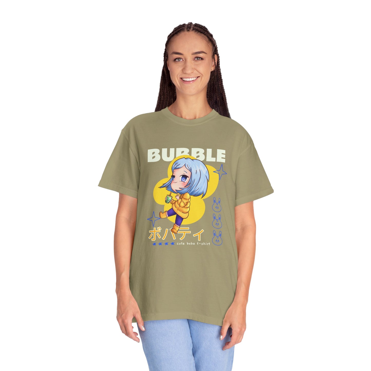Boba Tea Anime Girl T‑Shirt — Cute Kawaii Graphic Tee with Japanese Text