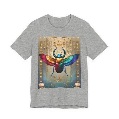 Colorful Scarab Beetle Unisex Tee, Egyptian Design Shirt, Boho Casual Top, Spiritual Gift for Her, Festival Wear, Nature Lover Apparel