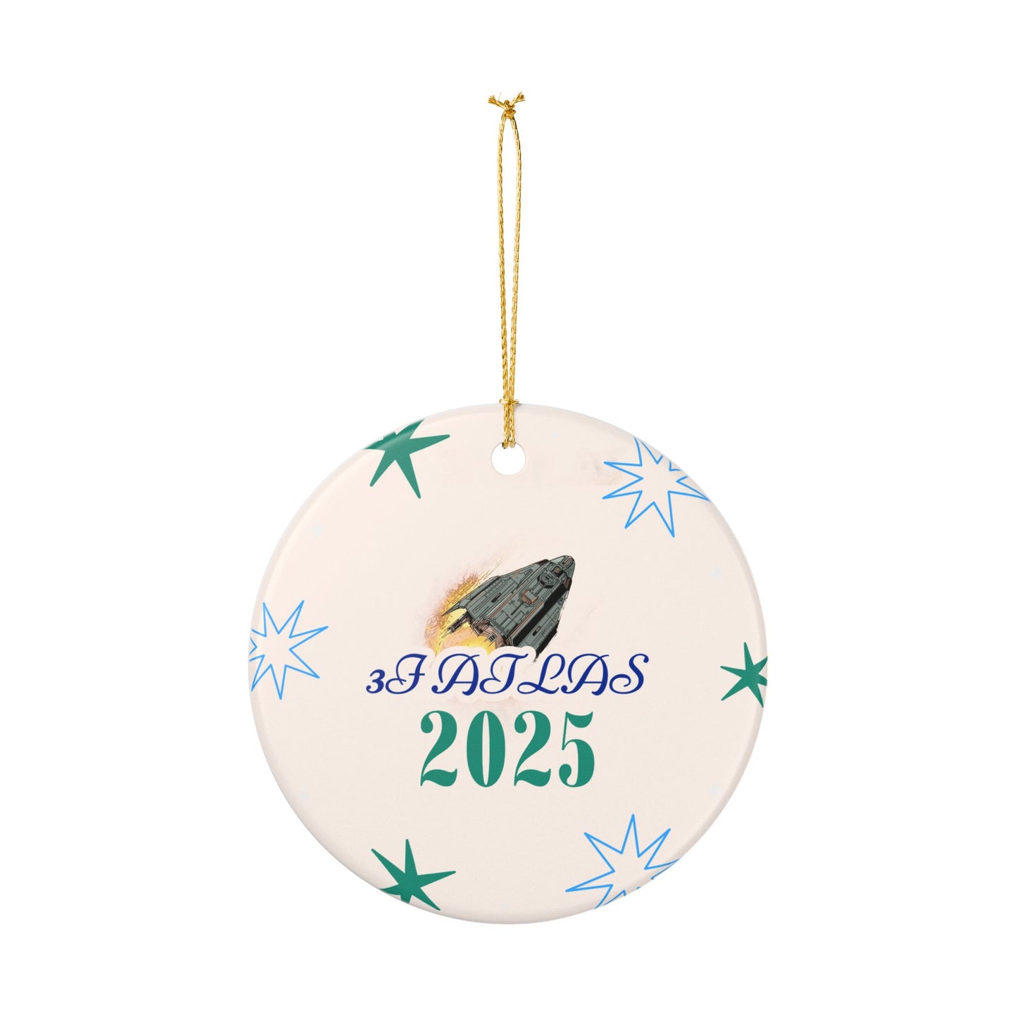2025 Spaceship Ceramic Ornament — '3FATLAS' Holiday Tree Keepsake