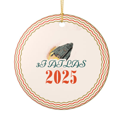 2025 Zodiac Atlas Ceramic Ornament — Retro Rocket Holiday Decoration