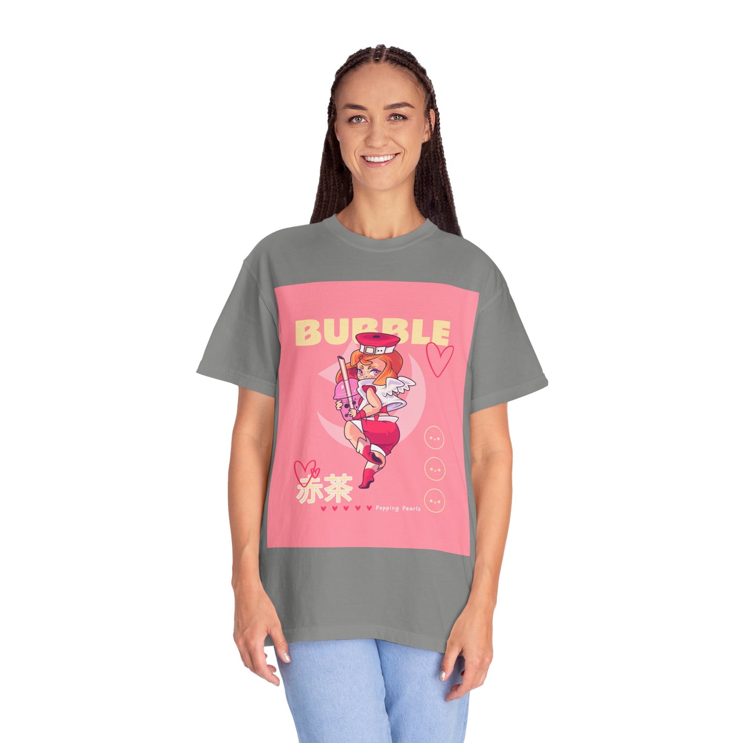 Bubble Tea Girl Anime T-Shirt — Kawaii Pink Graphic Tee