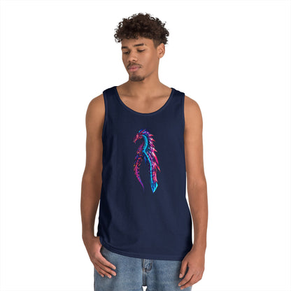 Dragon Art Unisex Heavy Cotton Tank Top, Casual Wear, Summer Fashion, Festival Outfit, Gift for Dragon Lovers