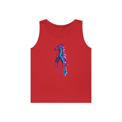 Dragon Art Unisex Heavy Cotton Tank Top, Casual Wear, Summer Fashion, Festival Outfit, Gift for Dragon Lovers