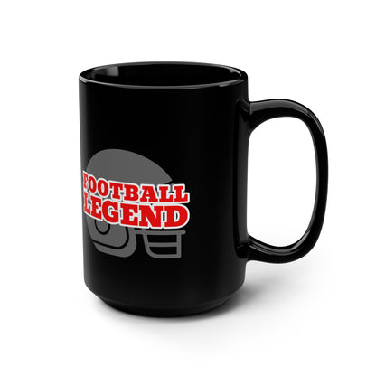 Football Legend Black 15oz Mug — Retro Helmet Design