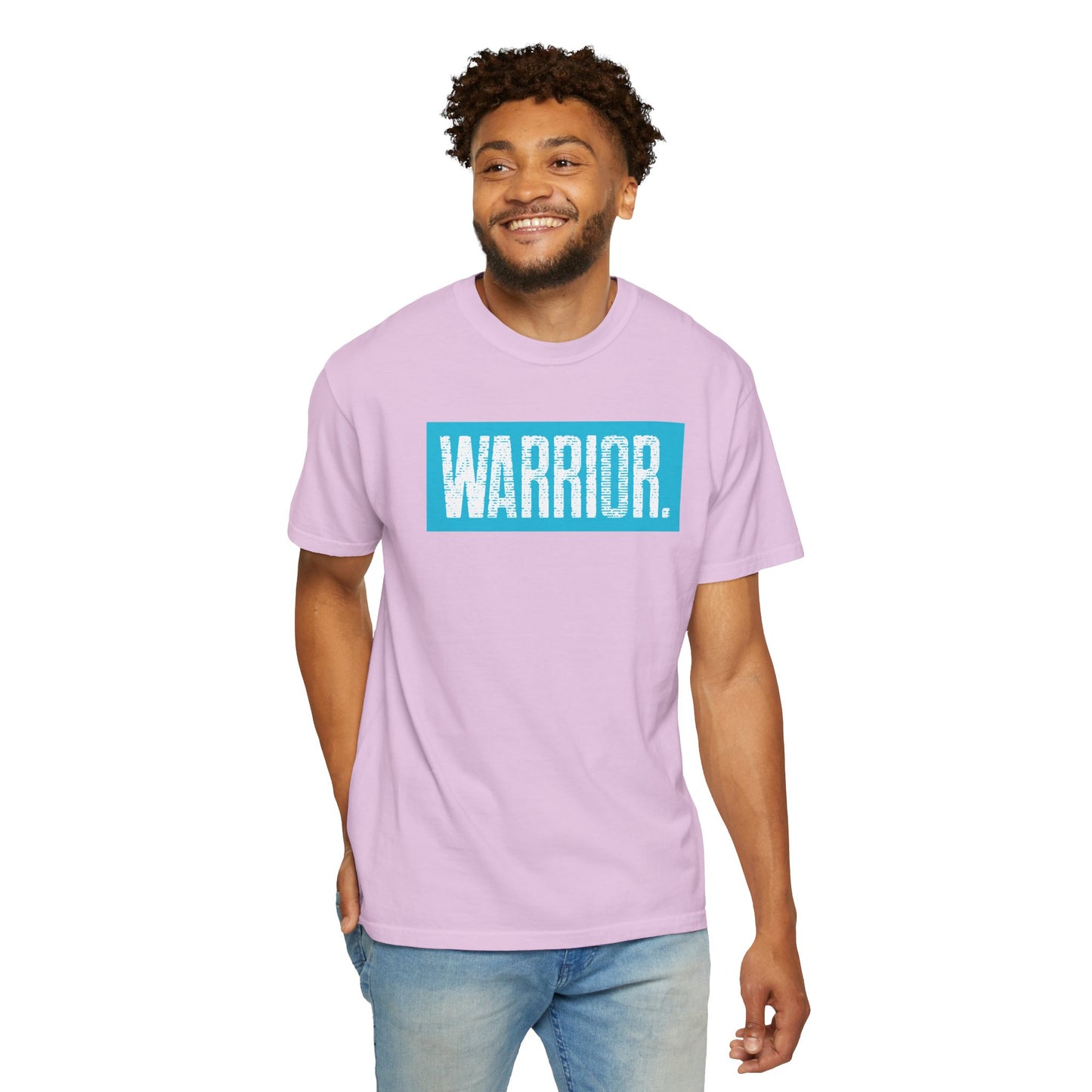 Warrior Graphic T-Shirt — Bold Blue Box Logo Tee