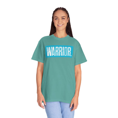 Warrior Graphic T-Shirt — Bold Blue Box Logo Tee
