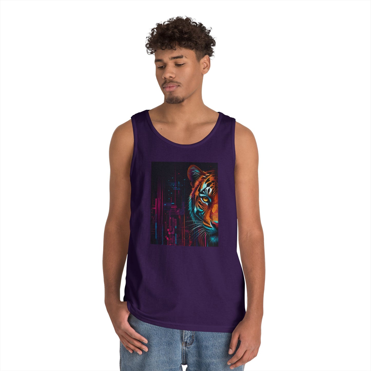 Fierce Tiger Graphic Tank Top - Unisex Summer Wear, Workout Top, Festival Outfit, Streetwear, Animal Lover Gift