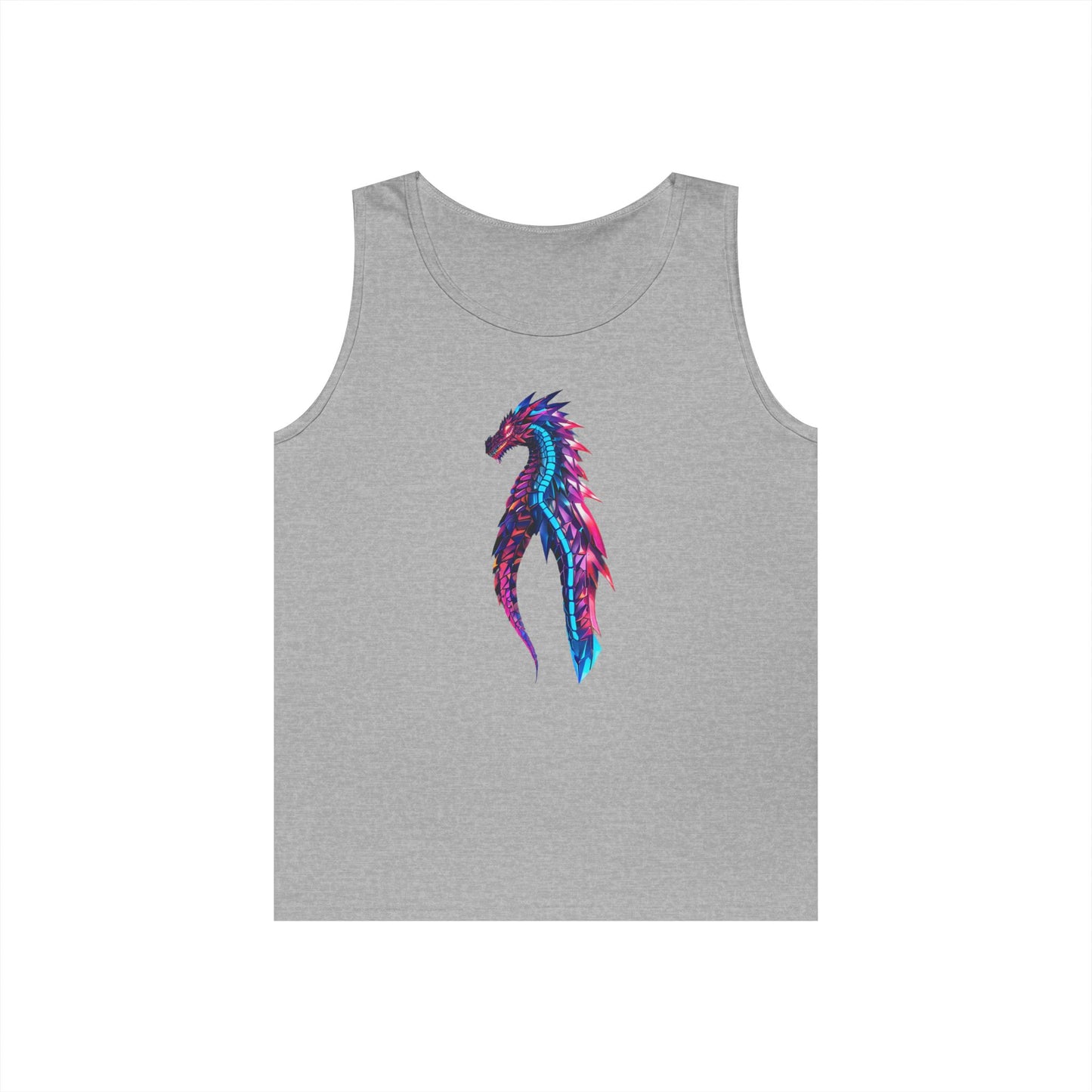 Dragon Art Unisex Heavy Cotton Tank Top, Casual Wear, Summer Fashion, Festival Outfit, Gift for Dragon Lovers