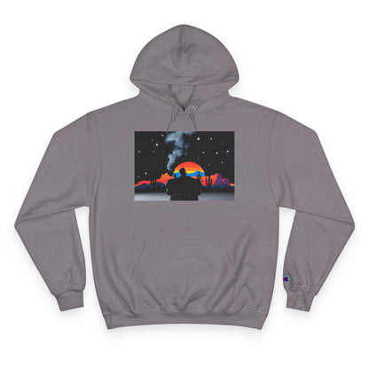 Retro Sunset Champion Hoodie, Cozy Pullover for Adventure Lovers, Gift for Fall, Unisex Hoodie, Vintage Vibe, Road Trip Essential