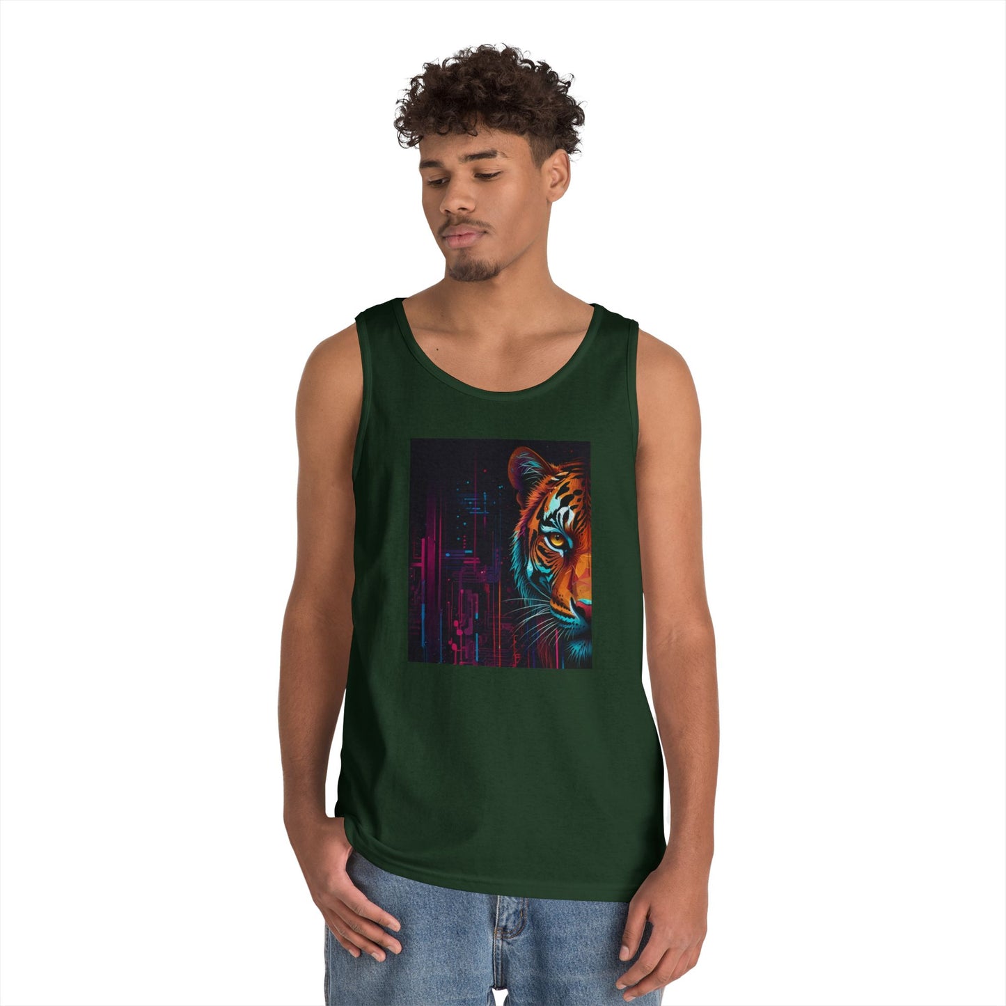 Fierce Tiger Graphic Tank Top - Unisex Summer Wear, Workout Top, Festival Outfit, Streetwear, Animal Lover Gift