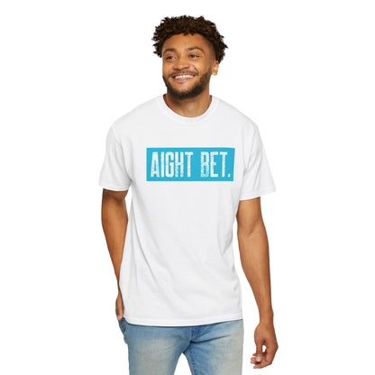 Aight Bet T-Shirt — Casual Graphic Tee with Bold Blue Block Text