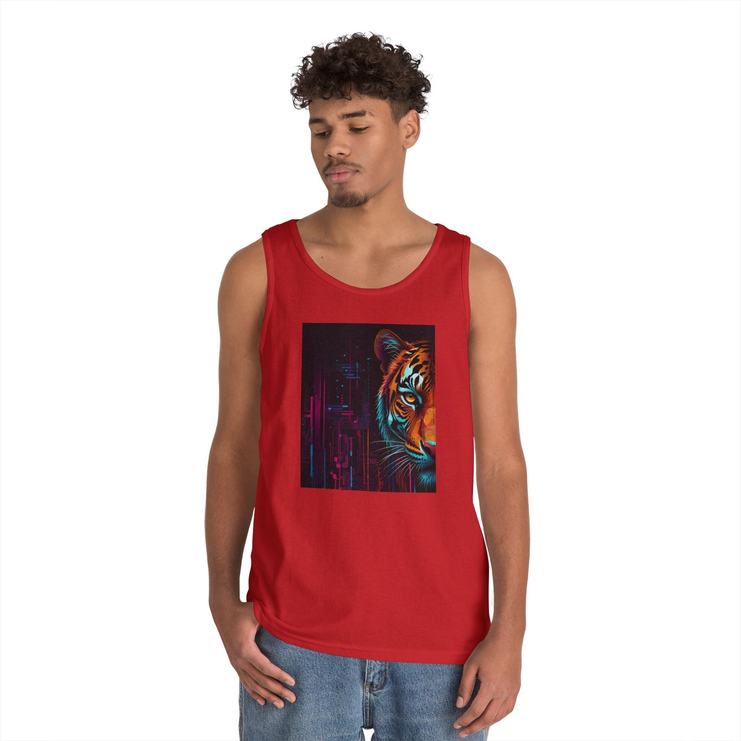 Fierce Tiger Graphic Tank Top - Unisex Summer Wear, Workout Top, Festival Outfit, Streetwear, Animal Lover Gift