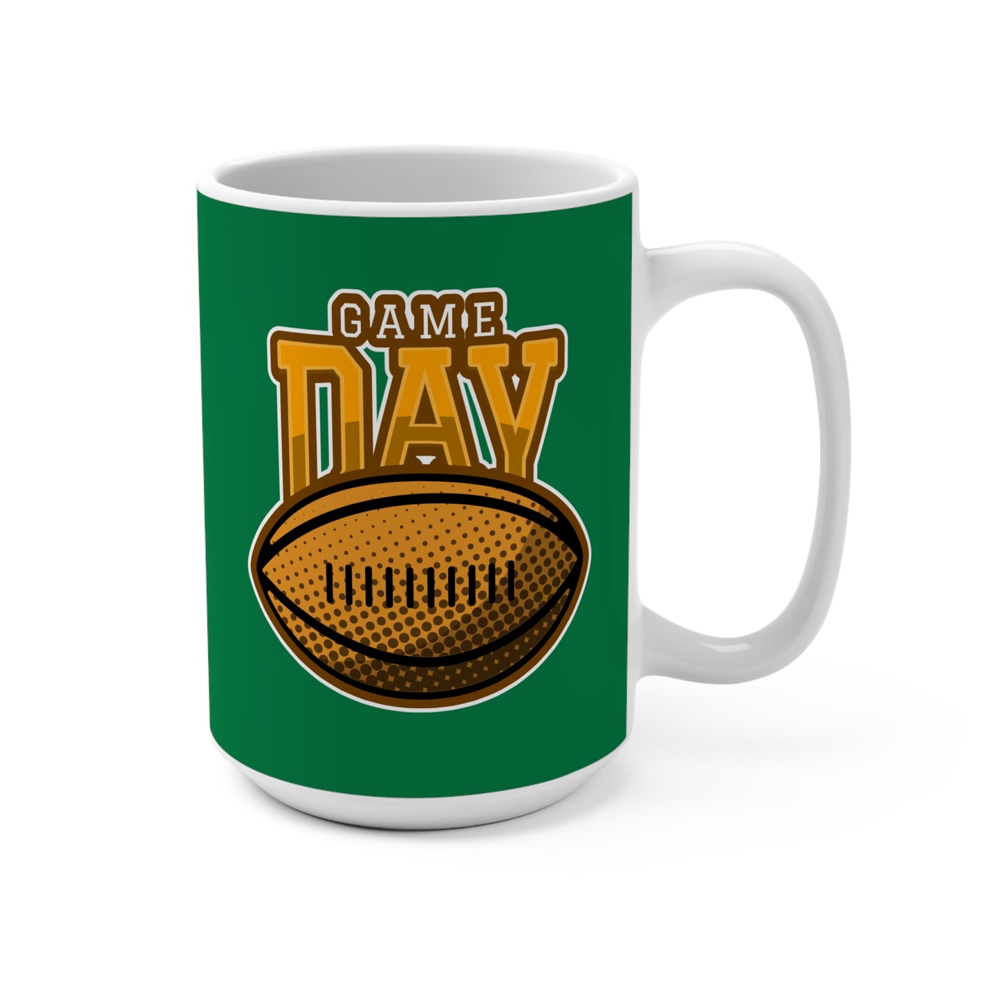 Game Day Football Mug – 15oz Green Tailgate Coffee Cup