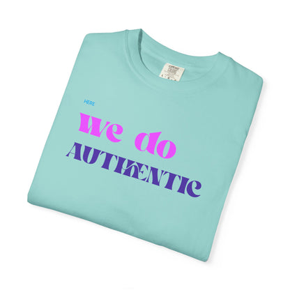 We Do Authentic T-Shirt — Retro Pink & Purple Graphic Tee