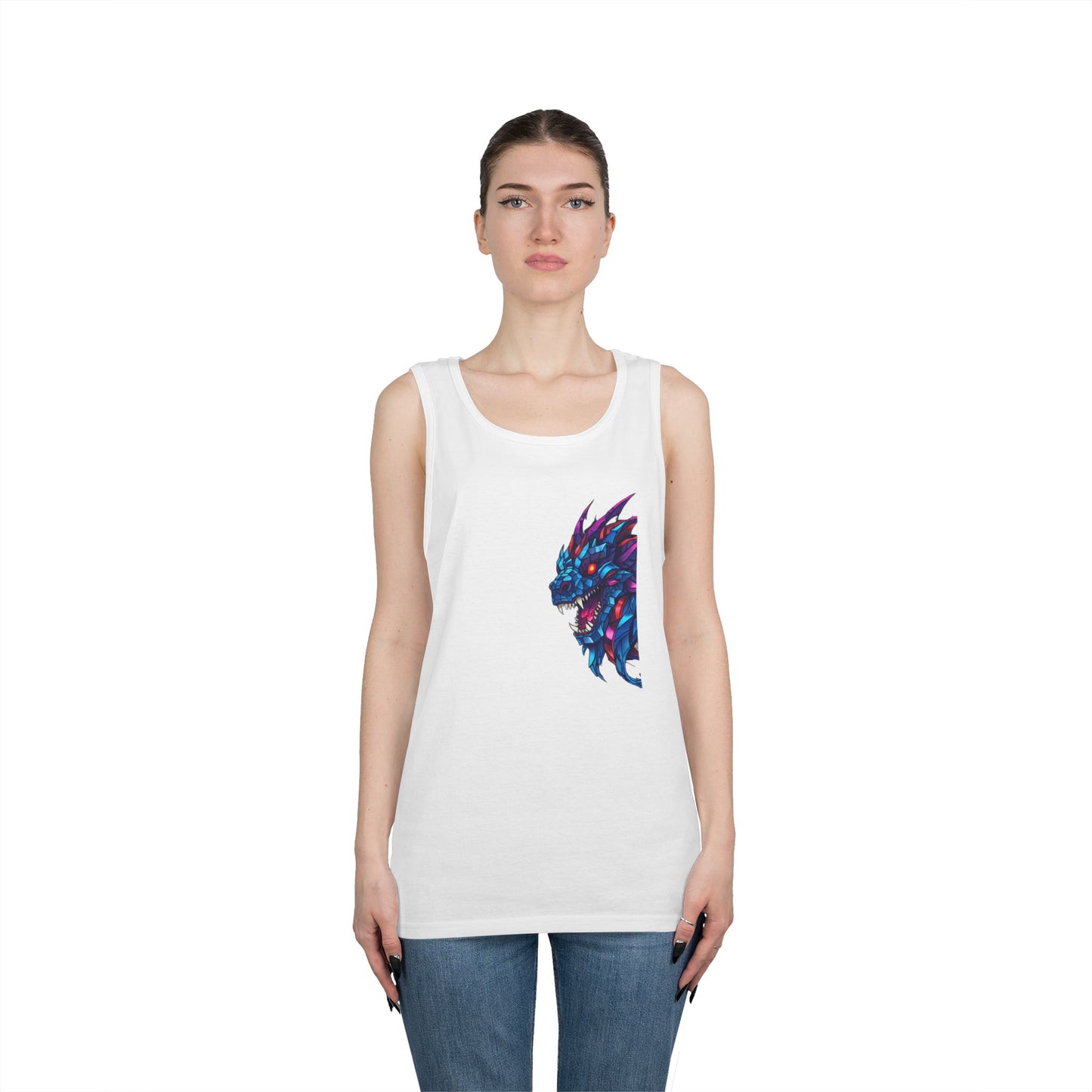 Fierce Lion Graphic Tank Top, Unisex Heavy Cotton Sleeveless Tee, Festival Wear, Summer Style, Gift for Animal Lovers