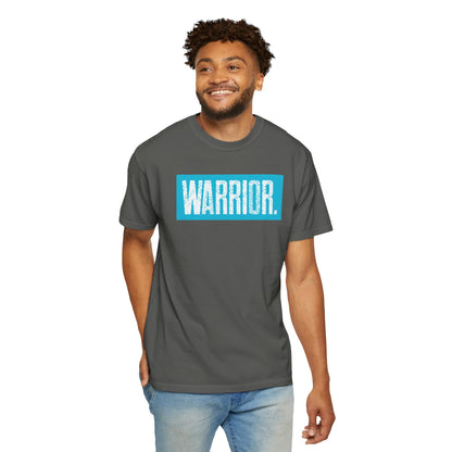 Warrior Graphic T-Shirt — Bold Blue Box Logo Tee