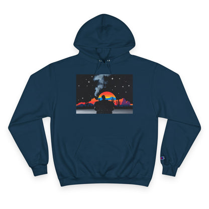 Retro Sunset Champion Hoodie, Cozy Pullover for Adventure Lovers, Gift for Fall, Unisex Hoodie, Vintage Vibe, Road Trip Essential