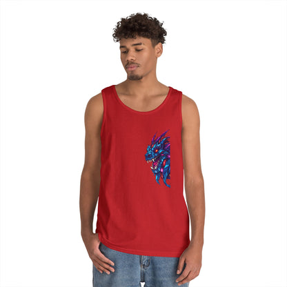 Fierce Lion Graphic Tank Top, Unisex Heavy Cotton Sleeveless Tee, Festival Wear, Summer Style, Gift for Animal Lovers