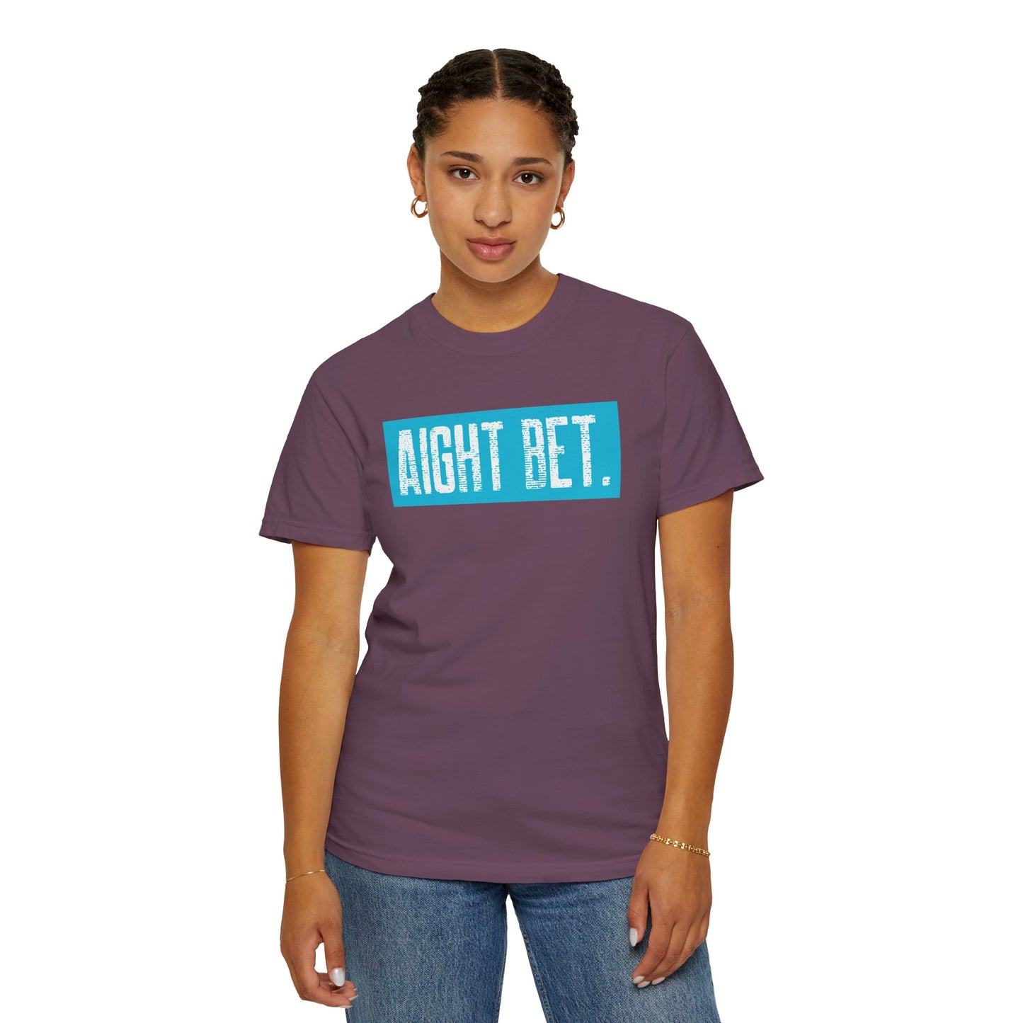 Aight Bet T-Shirt — Casual Graphic Tee with Bold Blue Block Text