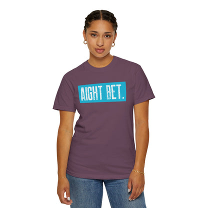 Aight Bet T-Shirt — Casual Graphic Tee with Bold Blue Block Text