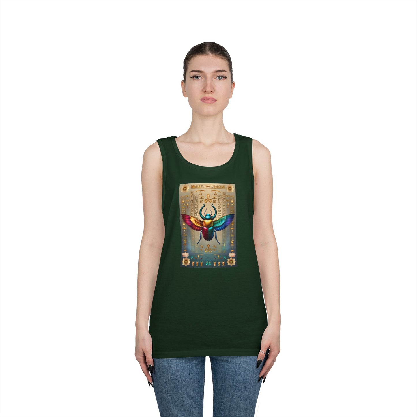 Vibrant Scarab Tank Top for Creatives, Unisex Fashion, Graphic Tees, Summer Wardrobe Essential, Unique Gift Idea