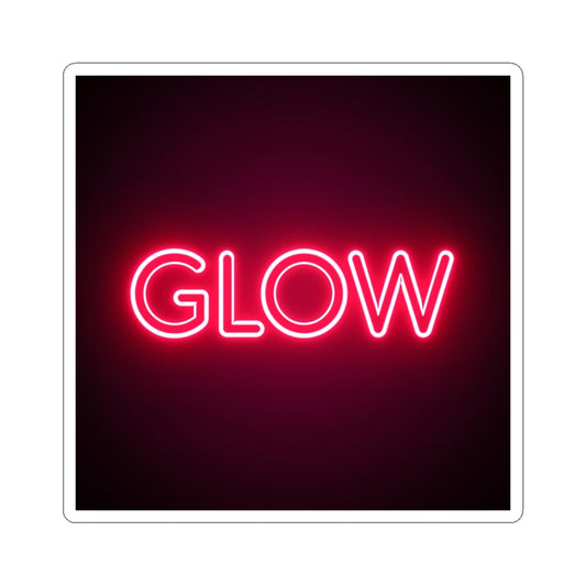 Glow Neon Sticker — Retro Pink Neon Kiss-Cut Decal for Laptops & Water Bottles