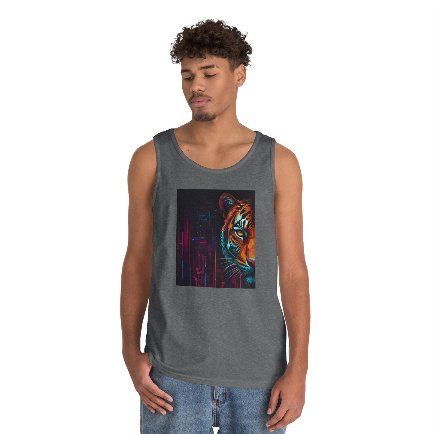 Fierce Tiger Graphic Tank Top - Unisex Summer Wear, Workout Top, Festival Outfit, Streetwear, Animal Lover Gift