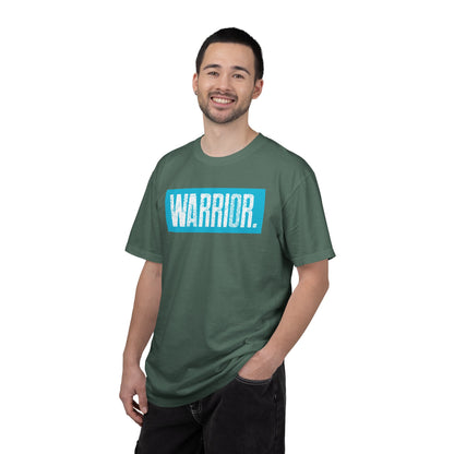 Warrior Graphic T-Shirt — Bold Blue Box Logo Tee