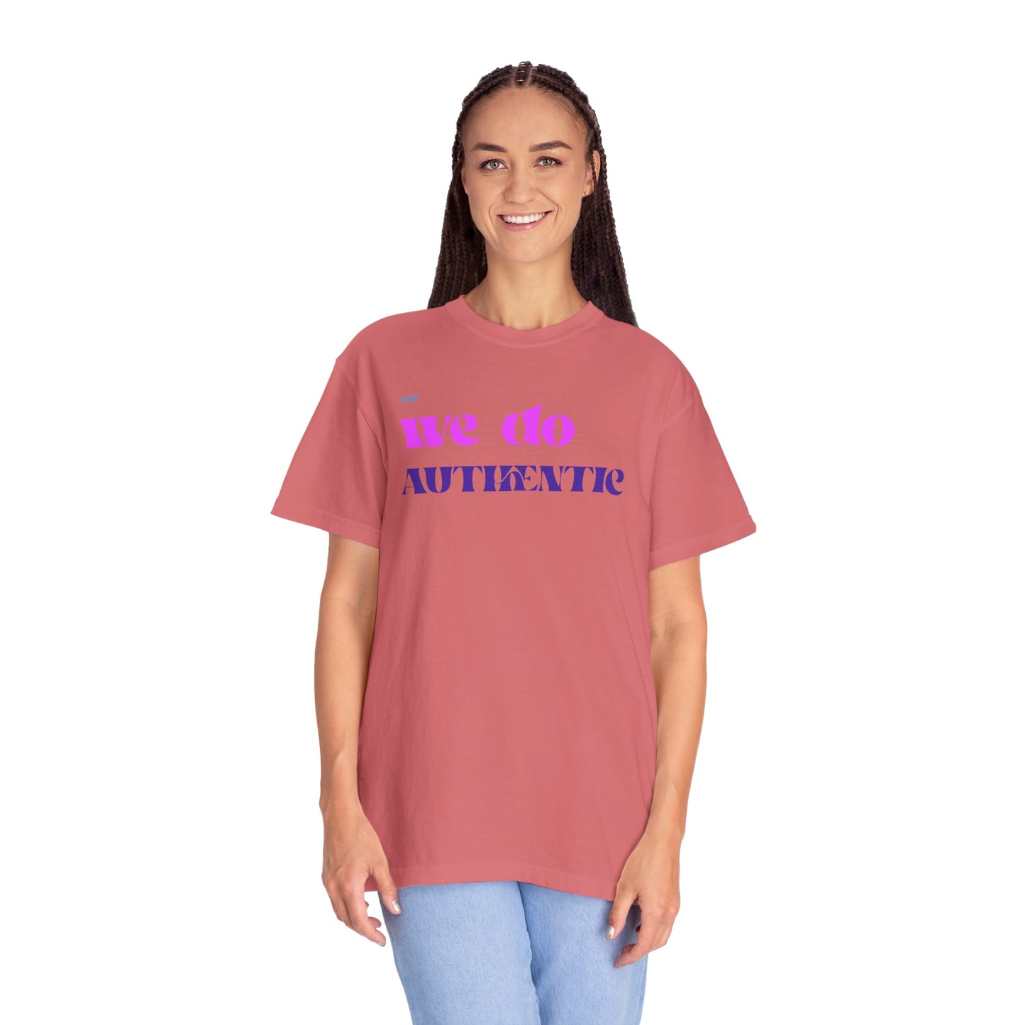 We Do Authentic T-Shirt — Retro Pink & Purple Graphic Tee