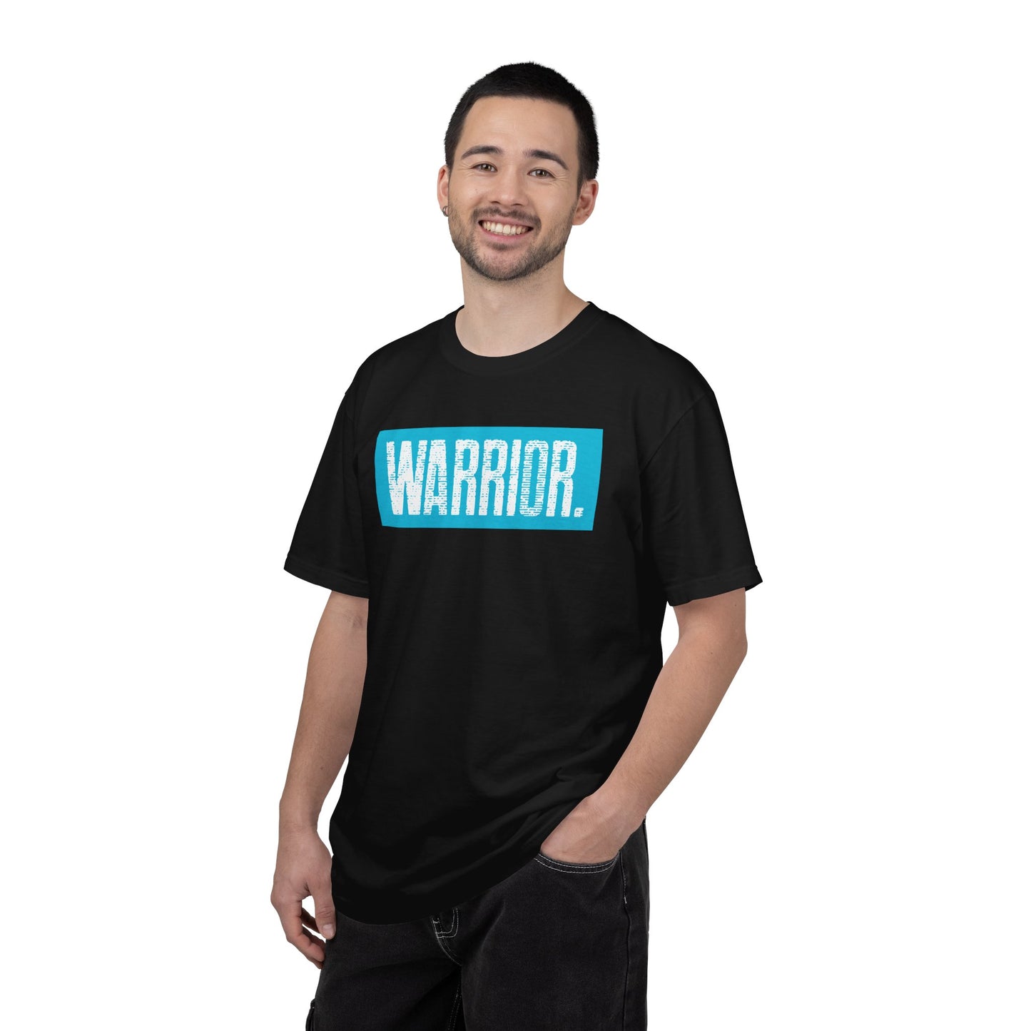 Warrior Graphic T-Shirt — Bold Blue Box Logo Tee