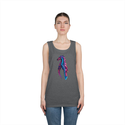 Dragon Art Unisex Heavy Cotton Tank Top, Casual Wear, Summer Fashion, Festival Outfit, Gift for Dragon Lovers