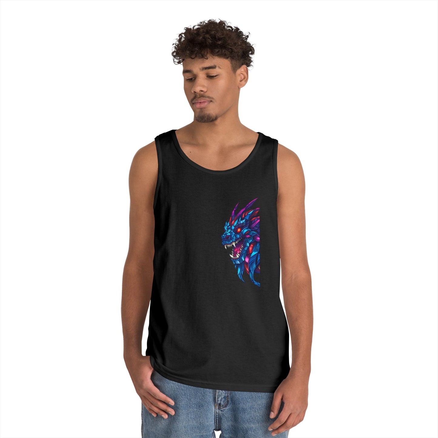 Fierce Lion Graphic Tank Top, Unisex Heavy Cotton Sleeveless Tee, Festival Wear, Summer Style, Gift for Animal Lovers