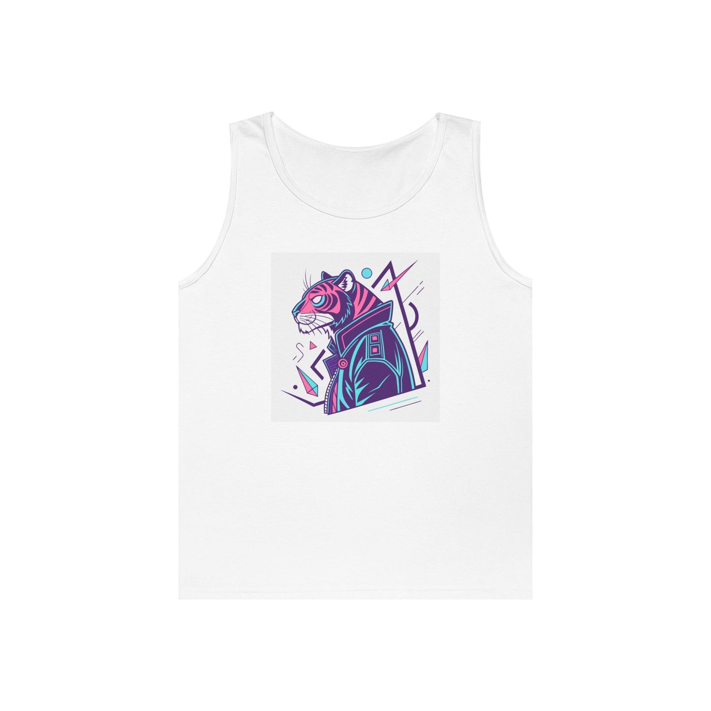 Unisex Heavy Cotton Tank Top with Cool Tiger Design, Summer Wear, Graphic Tank, Casual Outfit, Gift for Him/Her, Music Festival Apparel