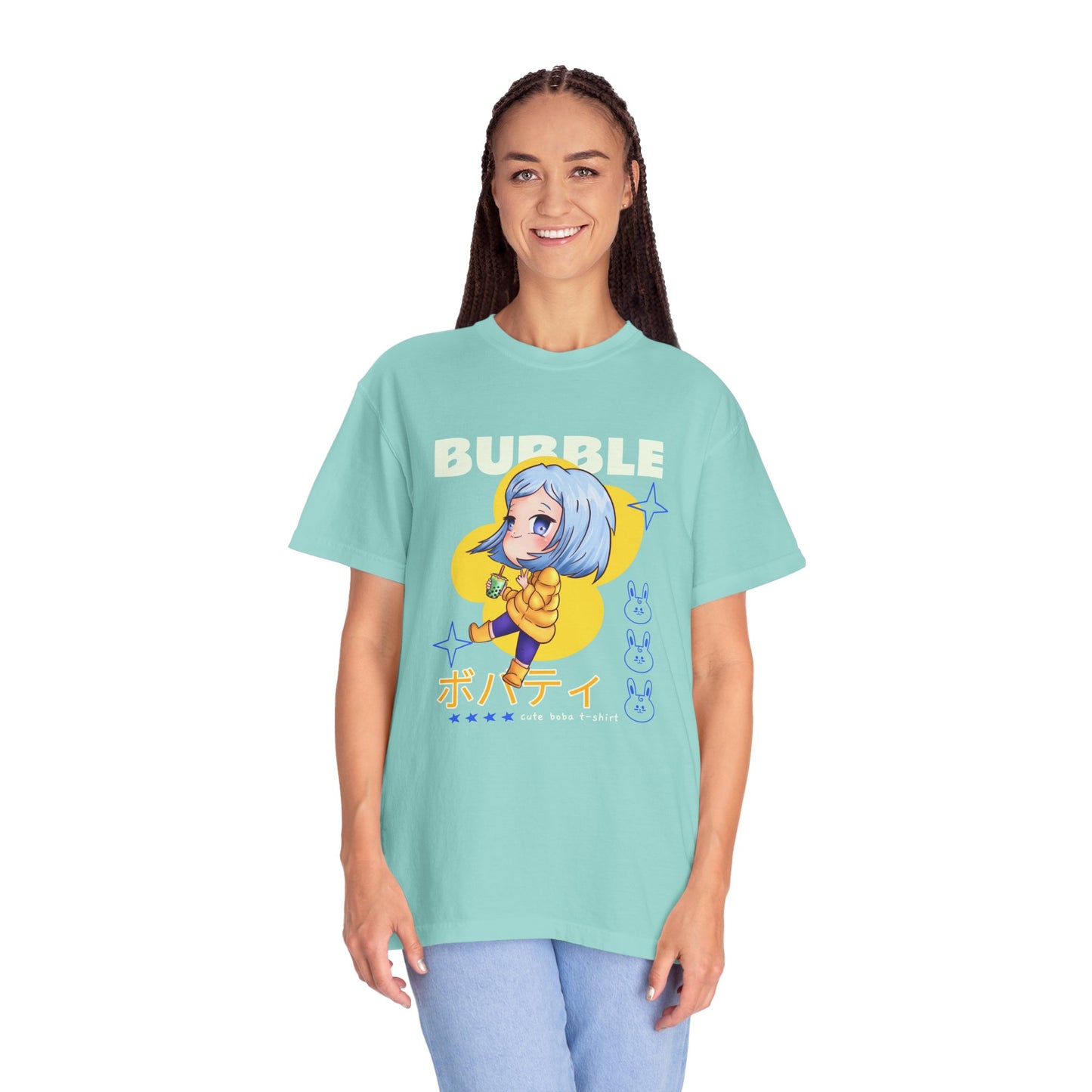 Boba Tea Anime Girl T‑Shirt — Cute Kawaii Graphic Tee with Japanese Text