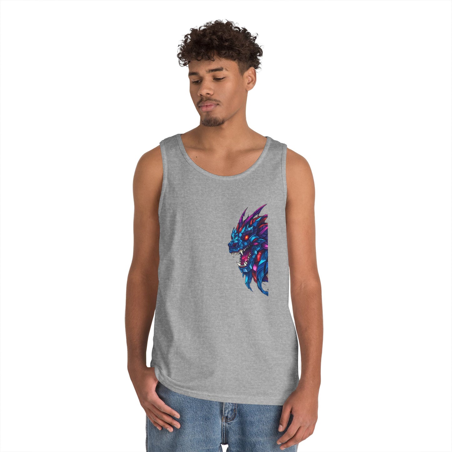Fierce Lion Graphic Tank Top, Unisex Heavy Cotton Sleeveless Tee, Festival Wear, Summer Style, Gift for Animal Lovers
