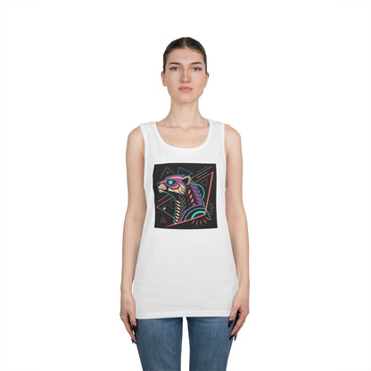Vibrant Graphic Tank Top, Unisex Heavy Cotton Sleeveless Shirt, Festival Wear, Casual Summer Style, Unique Gift Idea