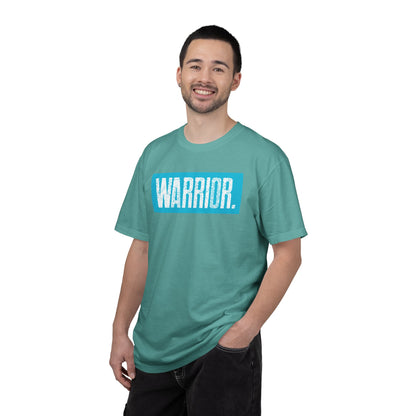 Warrior Graphic T-Shirt — Bold Blue Box Logo Tee