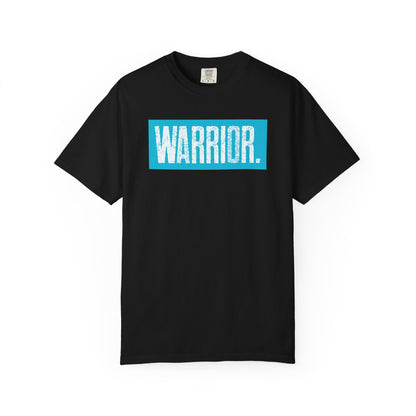 Warrior Graphic T-Shirt — Bold Blue Box Logo Tee