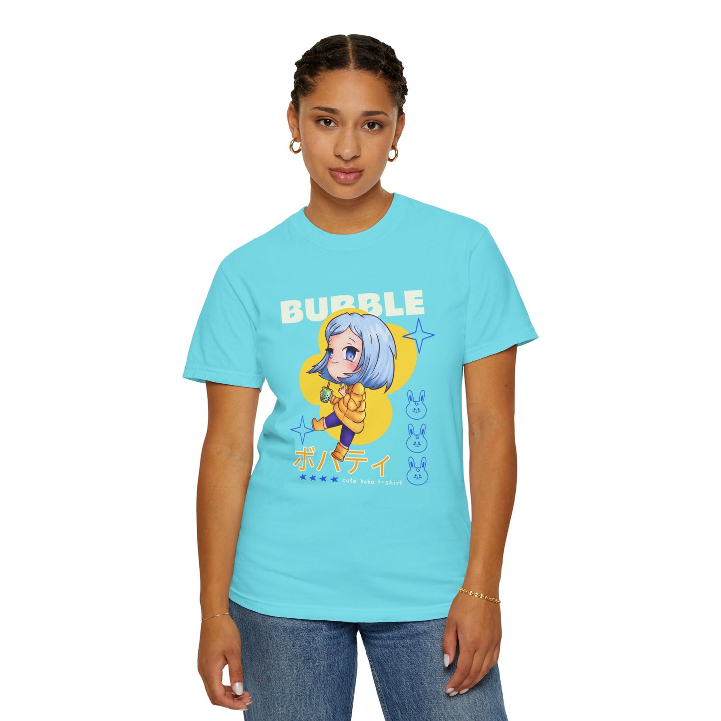 Boba Tea Anime Girl T‑Shirt — Cute Kawaii Graphic Tee with Japanese Text