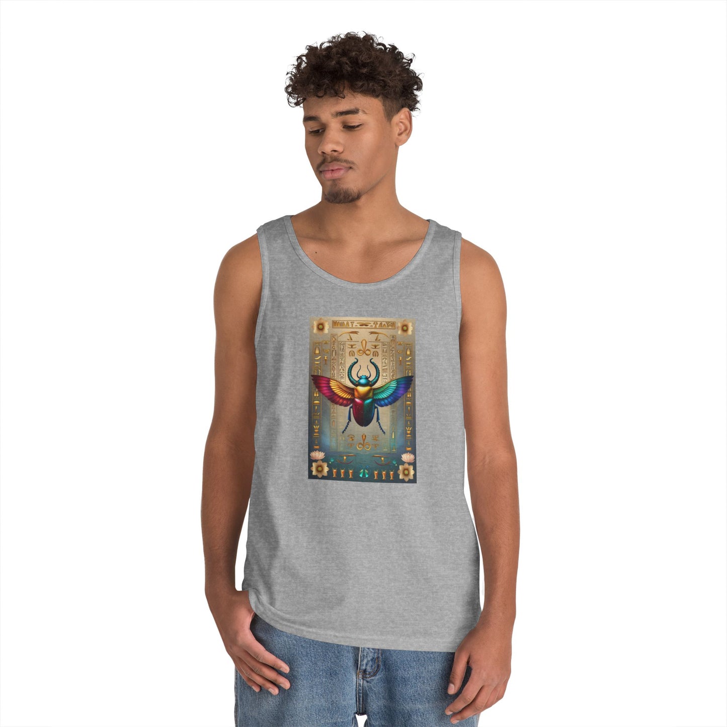 Vibrant Scarab Tank Top for Creatives, Unisex Fashion, Graphic Tees, Summer Wardrobe Essential, Unique Gift Idea