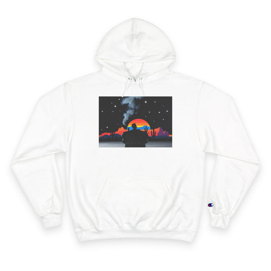 Retro Sunset Champion Hoodie, Cozy Pullover for Adventure Lovers, Gift for Fall, Unisex Hoodie, Vintage Vibe, Road Trip Essential