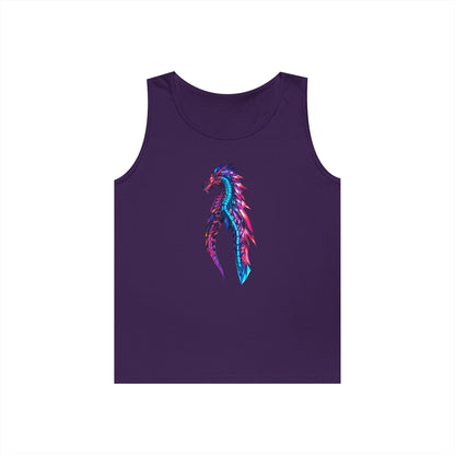 Dragon Art Unisex Heavy Cotton Tank Top, Casual Wear, Summer Fashion, Festival Outfit, Gift for Dragon Lovers