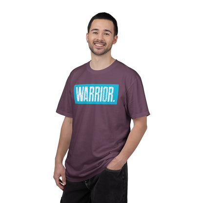 Warrior Graphic T-Shirt — Bold Blue Box Logo Tee