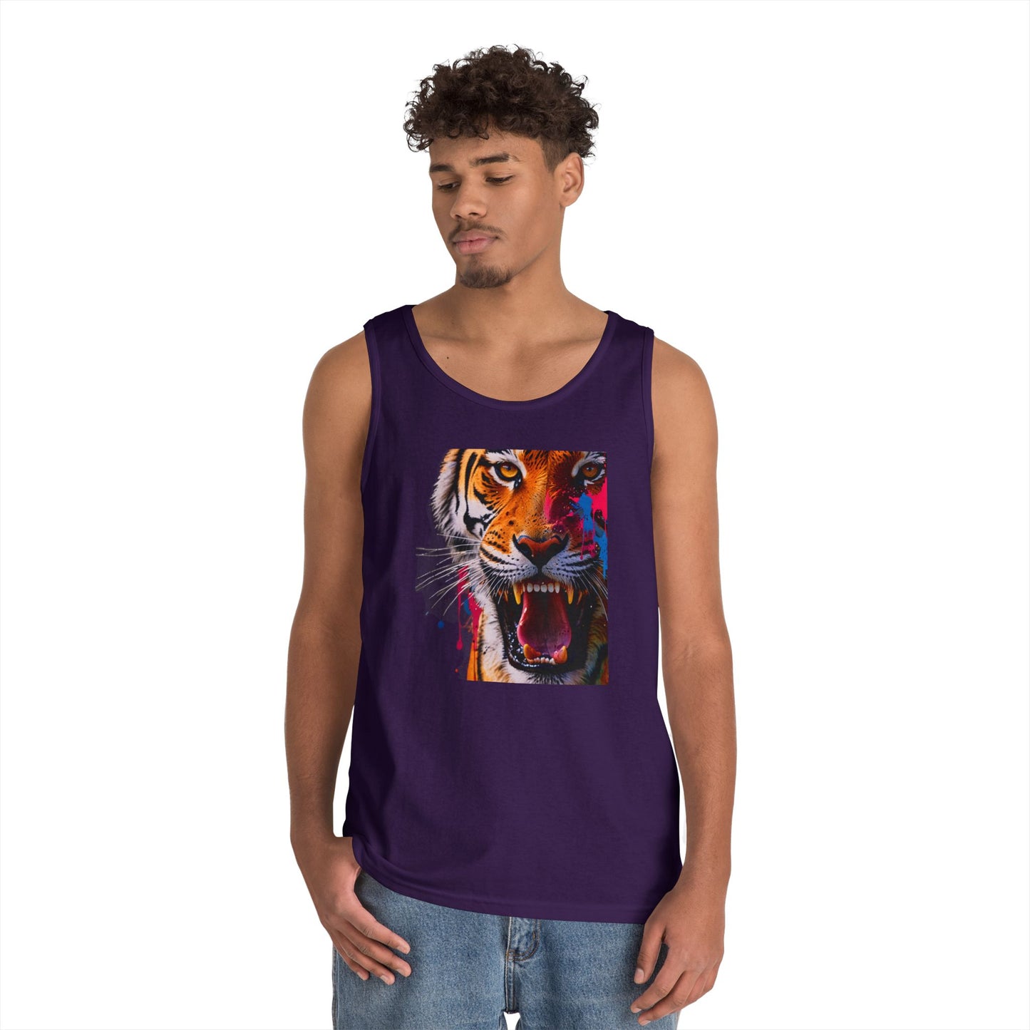 Bold Tiger Graphic Unisex Tank Top, Summer Attire, Animal Lover Gift, Fitness Shirt, Inspirational Apparel, Birthday Present