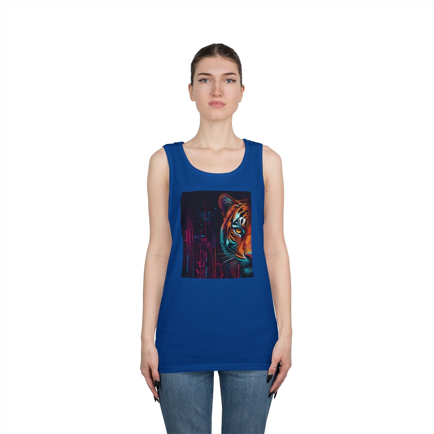 Fierce Tiger Graphic Tank Top - Unisex Summer Wear, Workout Top, Festival Outfit, Streetwear, Animal Lover Gift
