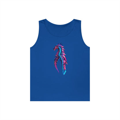 Dragon Art Unisex Heavy Cotton Tank Top, Casual Wear, Summer Fashion, Festival Outfit, Gift for Dragon Lovers