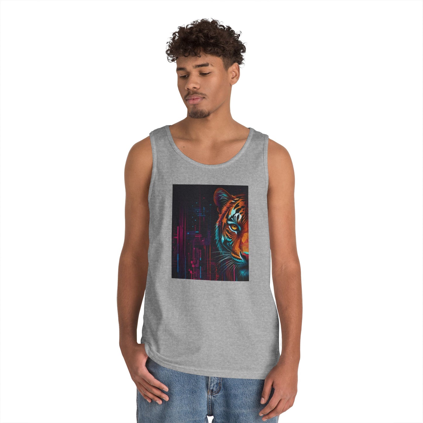 Fierce Tiger Graphic Tank Top - Unisex Summer Wear, Workout Top, Festival Outfit, Streetwear, Animal Lover Gift