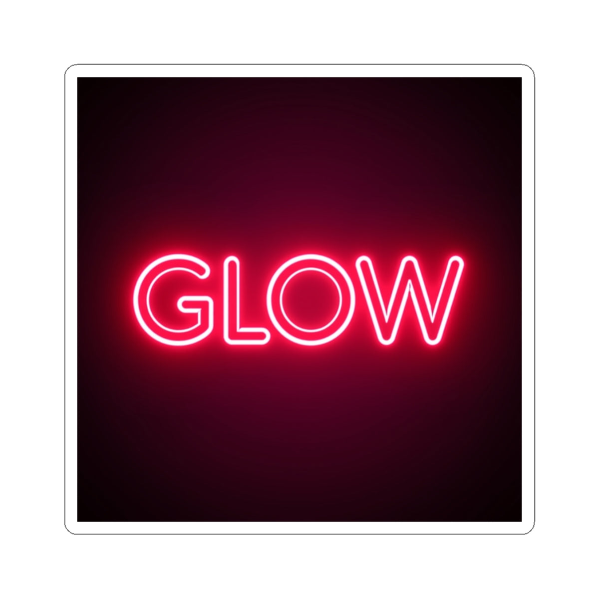 Glow Neon Sticker — Retro Pink Neon Kiss-Cut Decal for Laptops & Water Bottles