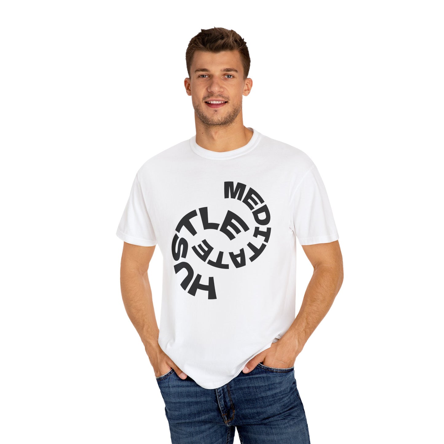 Unisex Garment-Dyed T-Shirt with Inspirational 'Hustle, Meditate,' Design - Perfect for Relaxed Days, Gift for Mindful Souls, [...]